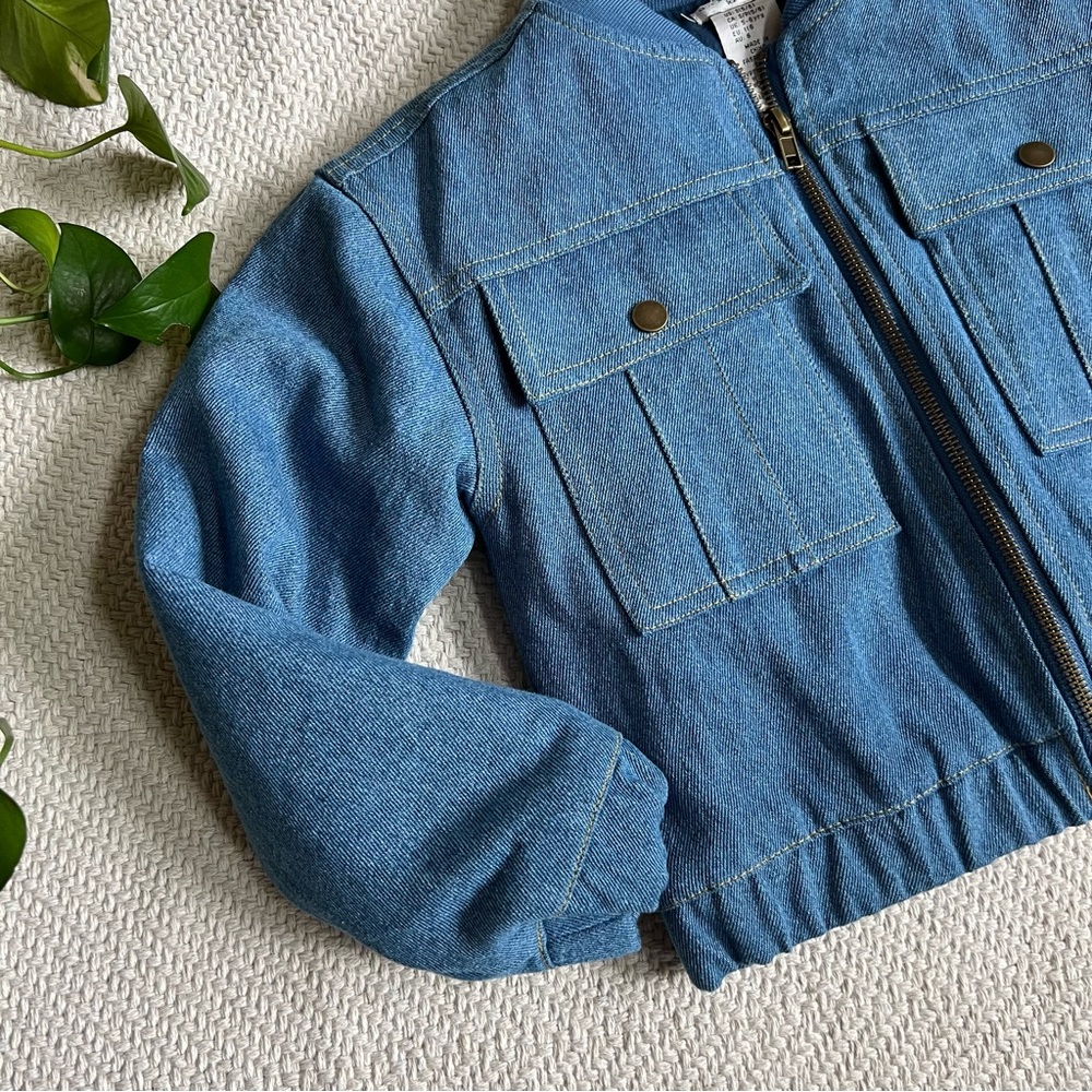 Max Studio Kids Denim Bomber Jacket size small 5/6 - Picture 2 of 5